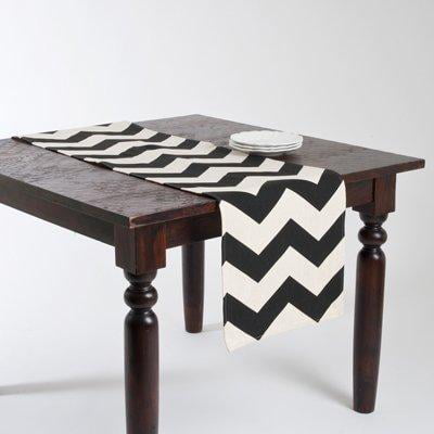 Occasion Gallery Natural w/Black Chevron Cotton Kitchen Dining Table Runner 16 X 72