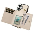 thumbnail image 7 of Allytechgroup Wallet Phone Case for iPhone 16 Plus, Built-in Shoulder Strap Lanyard Stand RFID Blocking Shockproof Protective Back Cover for iPhone 16 Plus, Beige, 7 of 7