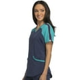 thumbnail image 7 of Cherokee Infinity Women Scrubs Top, Colorblock V-Neck, CK690A, XS, Navy, 7 of 7