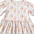 thumbnail image 4 of Zpanxa Girl Dress Girl's Daily A-line Dress Floral Ruffle Short Sleeve Round Neck Casual Dresses Pink 7 Years, 4 of 5