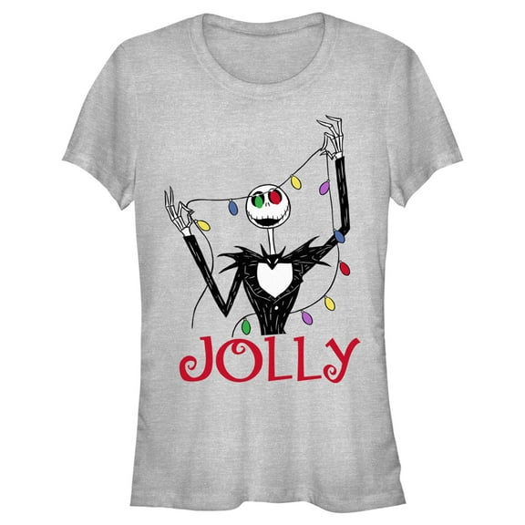 Junior's The Nightmare Before Christmas Jack Jolly Christmas Lights Graphic Tee Athletic Heather Medium