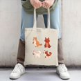 thumbnail image 2 of Colorful Cartoon Cats Tote Bag - Playful orange red white and brown cats with cheerful smiles on durable canvas perfect for shopping, 2 of 4
