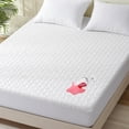thumbnail image 1 of Canadian Linen Bamboo Mattress Protector Floral Design 60"x80"x14" Soft Smooth Cooling Breathable Noiseless Washable Nonslip Deep Pocket Fitted, Queen, 1 of 2