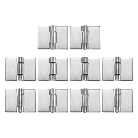 Uxcell 10 Pack Heavy Duty Weldable Hinges, 1" x 1.26" x 0.06" Weld on Butt Hinge 304 Stainless Steel Folding Metal Gate Hinges for Trailer Doors, Silver