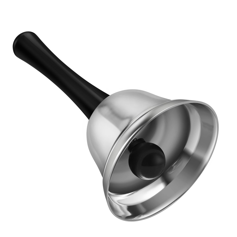 Hand Bell Call Bells with Silver Melodic Steel and Black Handle for