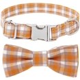thumbnail image 1 of Paquete de 2 pajaritas para collar de perro de otoño, collar de perro a cuadros con lazo, cómodo y lindo collar de perro, pajarita, regalo para mascotas, medianos y grandes (grande)-Naranja）, 1 of 5