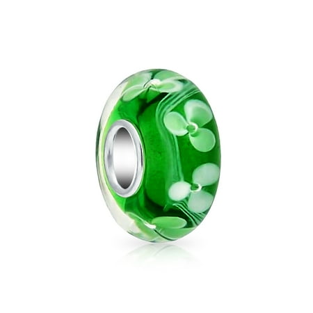 Green Beads Glass Charms - Red Pink Green Lucky Clover Shamrock Bead Charm Murano Glass Sterling Silver Bead Fit European Charm Bracelet For Women