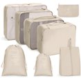 thumbnail image 1 of Suitcase Organiser Set, Packing Cubes,Clothes Bags, 9-Piece Waterproof Packing Cube(Beige), 1 of 5