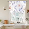 thumbnail image 3 of Spring Watercolor Tie Up Curtain 63 Inches Long, Wildflower Pink Purple Flowers Balloon Style Kitchen Window Curtain Over Sink, Small Window Rod Pocket Curtain 42"x63", 3 of 9