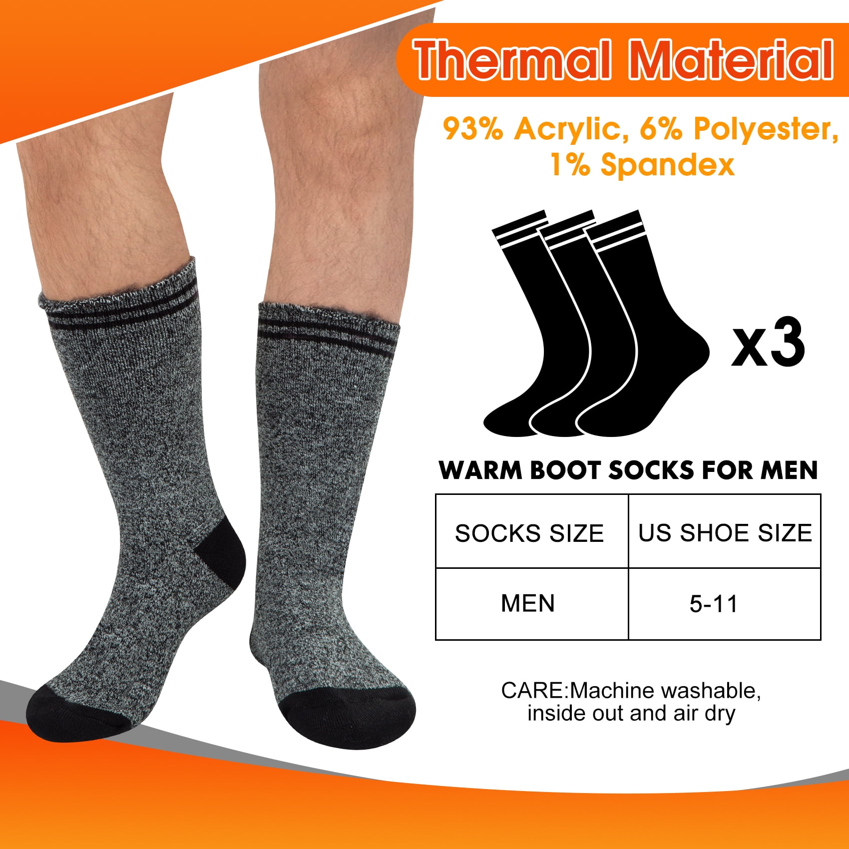 KOITHOT 3 Pack Thermal Socks for Men & Women, Thick Warm Winter Socks for Cold Weather