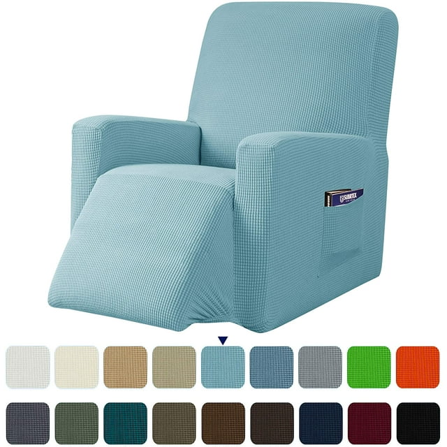 Subrtex Housse Extensible pour Fauteuil Inclinable 1 Pce, Housse Texturée à Carreaux avec Poches