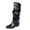 Black, variant on Women's Mid-Calf Boots Winter Fashion Stylish Glossy Leather Textured Shaft for Comfortable Elegant