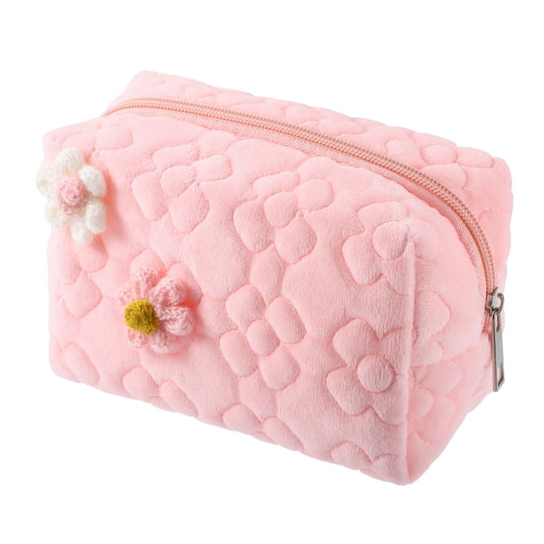 1 Uds bolsa de maquillaje de viaje, soporte para brochas de maquillaje, bolsa organizadora de maquillaje, bolsa de almacenamiento de cosméticos, portátil, tela rosa