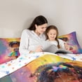 thumbnail image 4 of Manfei Cute Little Girl Bedding Comforter Set 7 Pieces for Kids, Fairy Tale Princess Full Bedding Set, Pink Plum Watercolor Reversible Fitted Sheet Flat Sheet, Lightweight Room Decor, 4 of 7