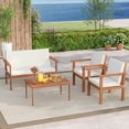 thumbnail image 4 of Costway 4 PCS Acacia Wood Conversation Set with Seat & Back Cushions Loveseat Armchairs, 4 of 10