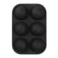thumbnail image 2 of DOMELAY 2x Molde redondo de silicona antiadherente semiesférico de 6 agujeros para hornear pasteles, color negro, 2 piezas, 2 of 8
