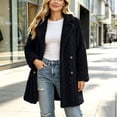 thumbnail image 5 of ITSAME Womens Fleece Mid Length Coat Notched Lapel Button Front Warm Winter Outerwear Jacket Black Size L, 5 of 9
