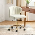 thumbnail image 5 of Swivel Vanity Chair with Gold Legs for Home Office, Adjustable Height Rolling Desk Chair for Vanity, 5 of 12