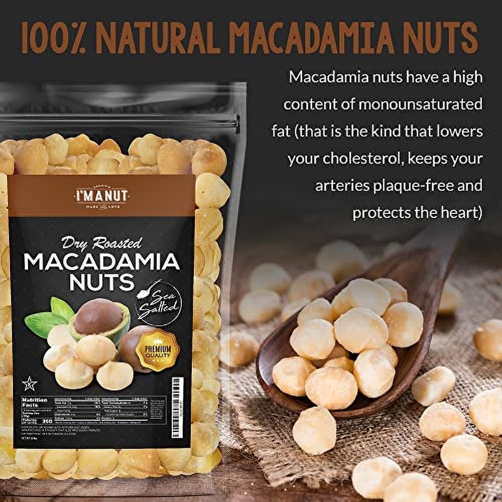 Premium Macadamia Nuts 24 oz – Macadamia Oven Toasted with Sea Salt, Vegan, Kosher, Non-GMO, Batch Tested Gluten & Peanut Free