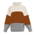 thumbnail image 3 of Vedolay Cropped Sweater Women's Crop Tops Casual Long Sleeve Knit Cropped Sweatshirts Pullover Sweater,Brown 3XL, 3 of 4