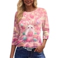 thumbnail image 7 of Easter Shirts for Women 3/4 Length Sleeve Funny Bunny Print T-Shirts Crew Neck Trendy Dressy Tunic Tops Holiday Outfits Soft Shirts, #01 Beige, XXL, 7 of 7