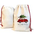 thumbnail image 2 of Venta al por mayor de bolsas de regalos de Navidad, bolsa de Papá Noel con sublimación en blanco de lona 100% poliéster con cordón rojo para Navidad, 2 of 4