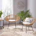 thumbnail image 1 of 2 Pieces Patio Wicker Chairs Outdoor Chairs Rattan Chair Conversation Sets with Cushions for Porch Backyard Poolside Garden, Brown, 1 of 6