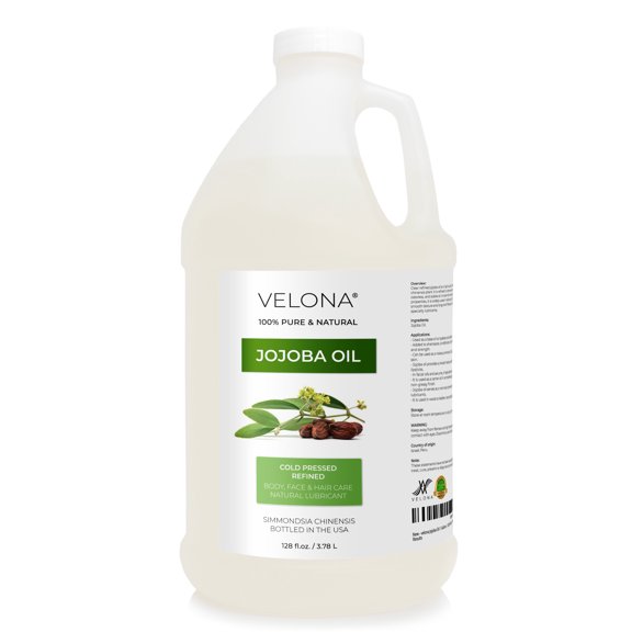 Jojoba Oil by Velona - 1 Gallon / 128 Fl Oz | 100% Pure and Natural Carrier Oil | Clear, Refined, Cold Pressed | Moisturizing Face, Hair, Body and Skin Care | Use Today - Enjoy Results