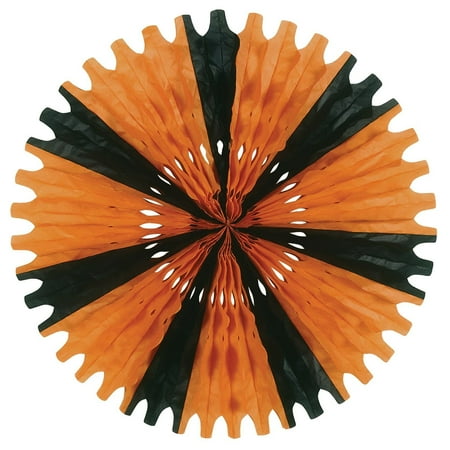 Beistle 25" Tissue Fan Orange/Black 4/Pack 55293-OB