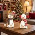 thumbnail image 3 of Vintage Snowman Figurine with Knit Hat and Plaid Scarf, Rustic Farmhouse Christmas Decor for Home Table Shelf, Holiday Party Decorations,, 3 of 4