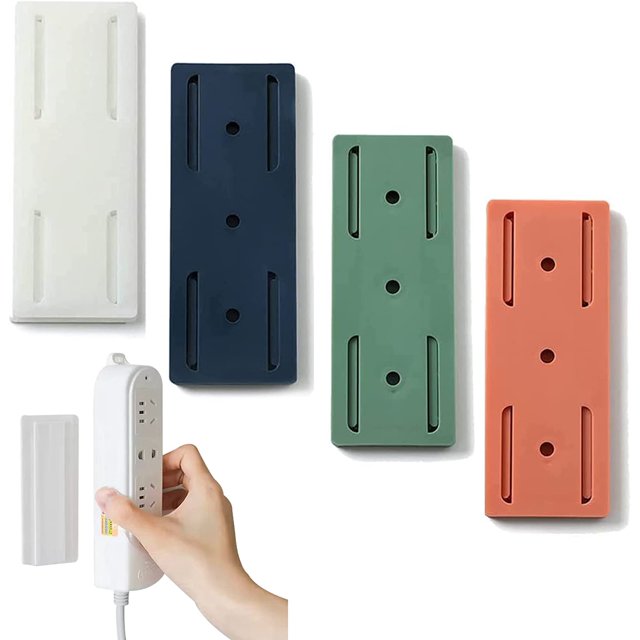 4PCS Power Strip Holder, SelfAdhesive Desktop Socket Fixer, Wall Mount