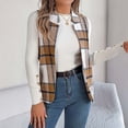 thumbnail image 5 of MexChoioe Womens Plaid Vest Lapel Collar Open Front Sleeveless Wool Blend Casual Outer Gilet for Womens, 5 of 7