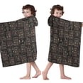 thumbnail image 4 of Black Gothic Skull Bookcase Pattern Hooded Bath Towel，50"x30" for Ages 3 To 12 Kids, Quick Dry Lightweight Soft Microfiber Hood Beach Towel Cover Up for Kids, 4 of 7