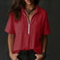 thumbnail image 5 of Enjoytime Women Tops V Neck Collared Half Zip Up Short Sleeve Shirts Summer Casual Work Blouses, 5 of 7