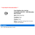 thumbnail image 2 of Front Stabilizer Bar Link Nut - Compatible with 2014 - 2025 Mercedes-Benz CLA250 2015 2016 2017 2018 2019 2020 2021 2022 2023 2024, 2 of 2