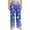 Blue, variant on Winter Pajama Pants for Women, Snowflake Print, Drawstring Straight Leg Lounge Sleep Pants