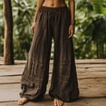 thumbnail image 2 of yunLCZ Women's Wide Leg Pants Holiday Style Retro Linen Floral Ethnic Print Casual Pants For Women – Comfortable Relaxed Fit Perfect For Summer Beach And Vacation Wear Business Work Casual Pants, 2 of 4