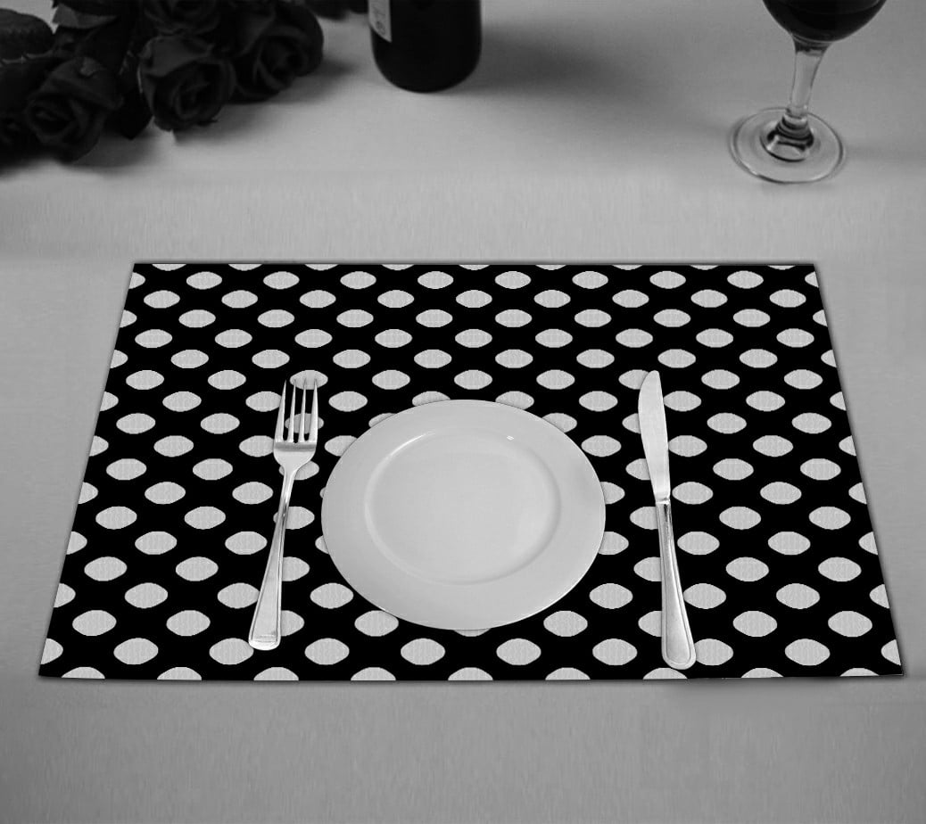 ECZJNT polka dot Placemat Table Mat Cup Mat 12x18 inch,Set of 2