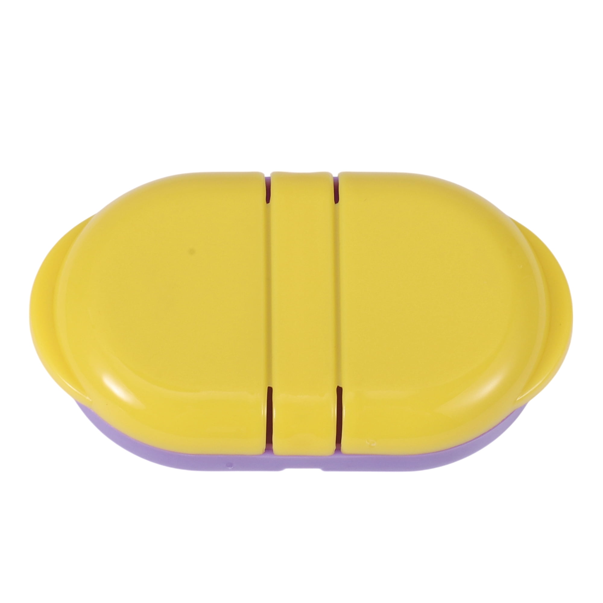 Unique Bargains Durable Flip Up 2 Compartment Pill Case for Travel 1 Pc Purple, Yellow