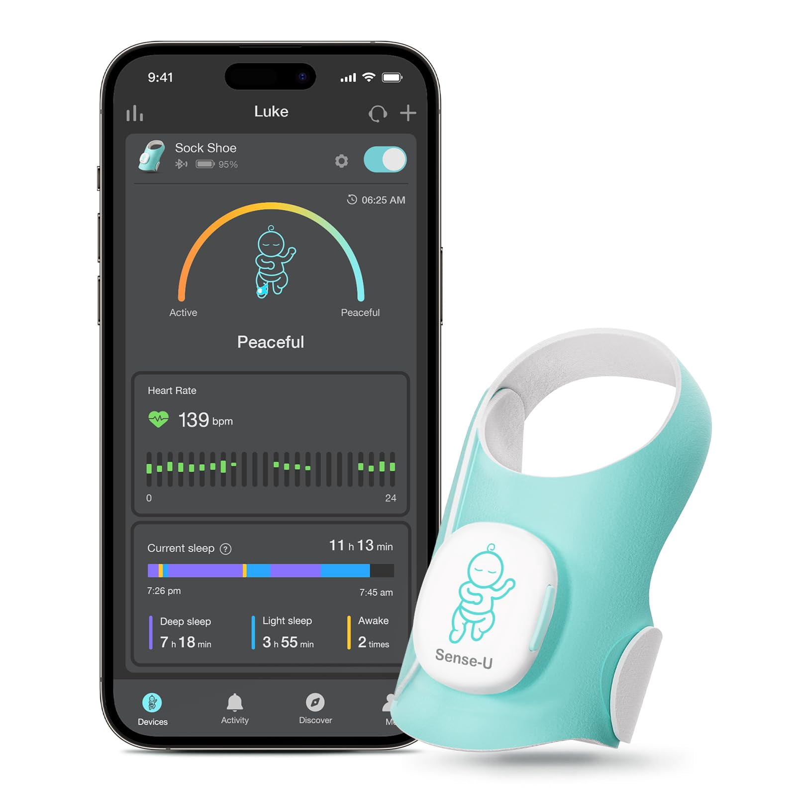 Monitor para Bebés Sense-U Smart Sock Zapato Ritmo Cardíaco Sueño ...