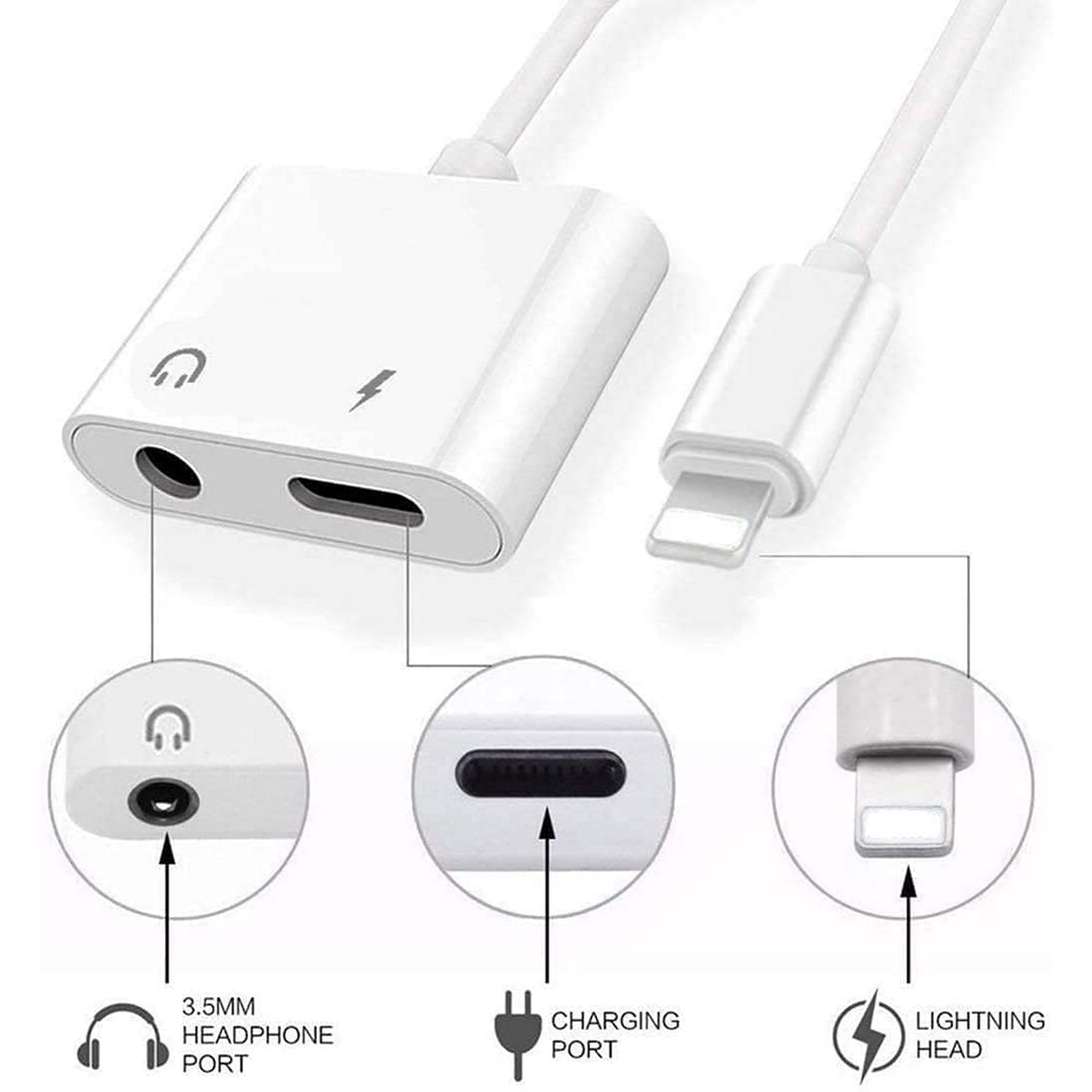 Lot de 2 adaptateurs pour écouteurs iPhone [certifié Apple MFi] Lightning  to Jack 3,5 mm Adaptateur Casque pour iPhone Aux Audio Câble Jack