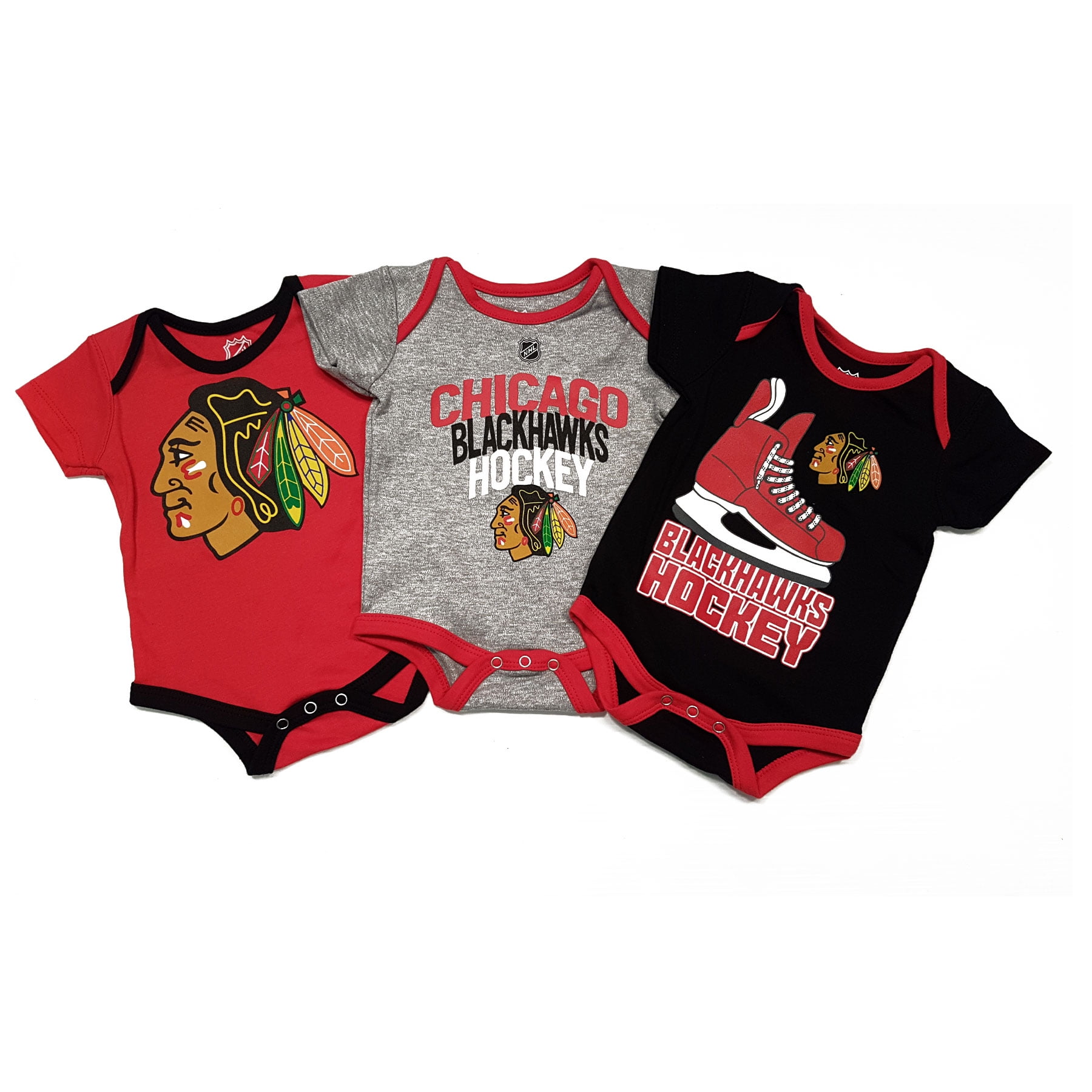 Chicago Blackhawks NHL Baby Hat Trick 3pc Creeper Set NHL Team