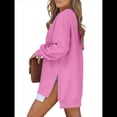 thumbnail image 3 of Sudadera de Larga con Cremallera y Abertura para Mujer, Estilo Informal, con Capucha y Cremallera, para Otoño Rosa XXL, 3 of 9