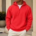 thumbnail image 2 of Sorvello Men's Fleece Big and Tall Hoodie Quarter Zip Fuzzy Sweatshirt Classic Warm Comfy Athletic Work Casual Fall Winter Top for Men Red XXL, 2 of 8