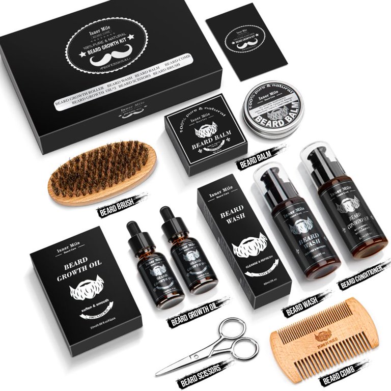 Isner Mile Beard Grooming Kit, Orange Scent, Beard Oil, Balm, Comb