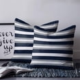 thumbnail image 2 of Navy Blue Gray Stripe 20x20 Pillow Covers Set of 2, Modern Farmhouse Horizontal Striped Throw Pillow Covers Decorative Couch Cushion Case, Microfiber Square Pillowcases for Bedroom Car Living Room, 2 of 7