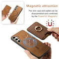 thumbnail image 4 of PU Leather Case for Samsung Galaxy A25 5G, Detachable Magnetic Card Holder Slim Protective Support Car Magnetic Mount Secure-Grip Ring Stand Compatible with Samsung Galaxy A25 5G - Brown, 4 of 6