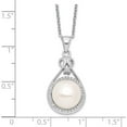 thumbnail image 3 of Sterling Silver Rhodium-Plated 10-11mm White Fwc Pearl Cz Necklace Made In China qg4101-17, 3 of 5