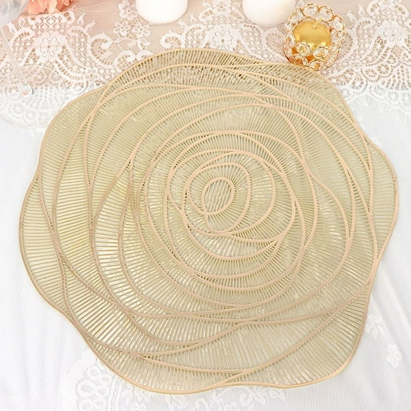 BalsaCircle 6 Round Gold 15" Metallic Vinyl Rose Flower Placemats Party Events Rception Decorations Supplies