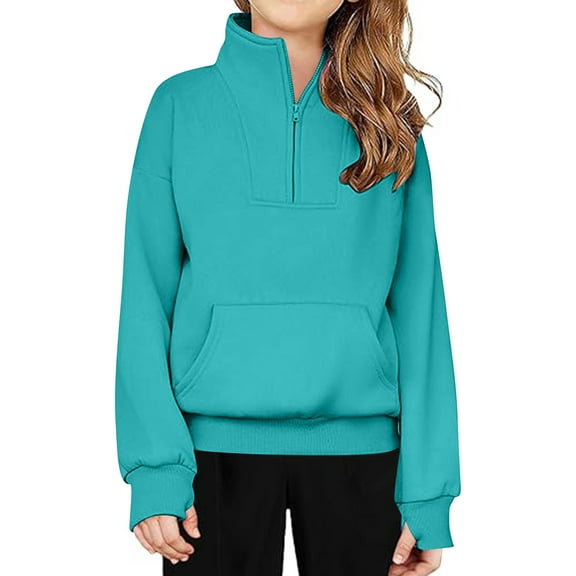 lmcalzta Kids Sweatshirts Turtleneck Fleece Long Sleeve 1/4 Zip Pullover Child Comfy Lightweight Fall Winter Warm Tops 5-14 Years